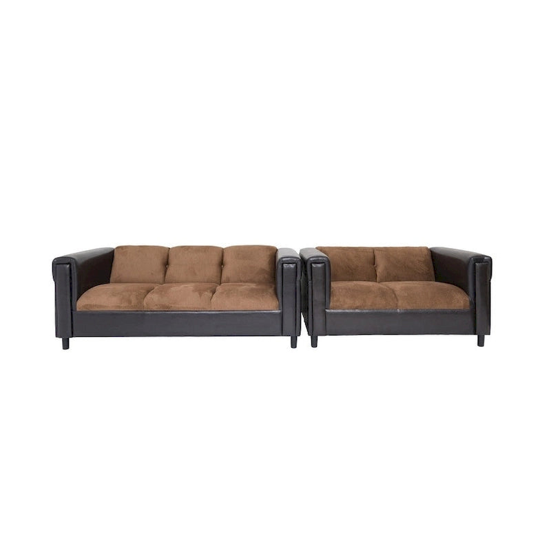Modernes Sofa im Mid-Century-Stil aus Kunstleder mit massivem Holzrahmen, gepolstert