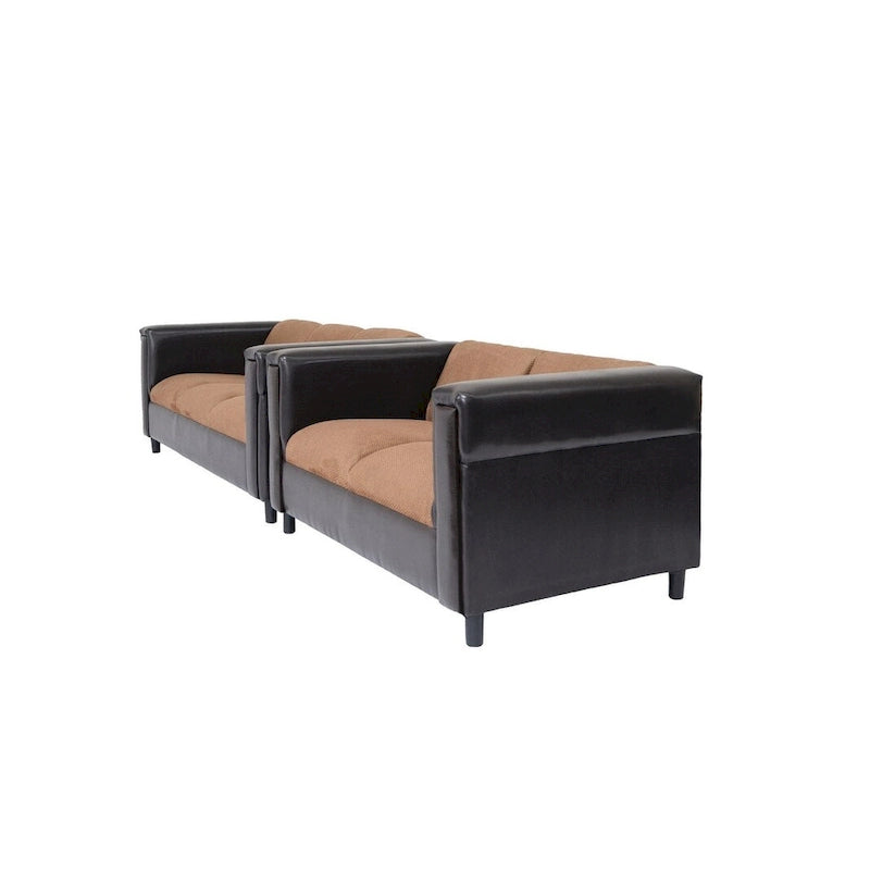 Modernes Sofa im Mid-Century-Stil aus Kunstleder mit massivem Holzrahmen, gepolstert
