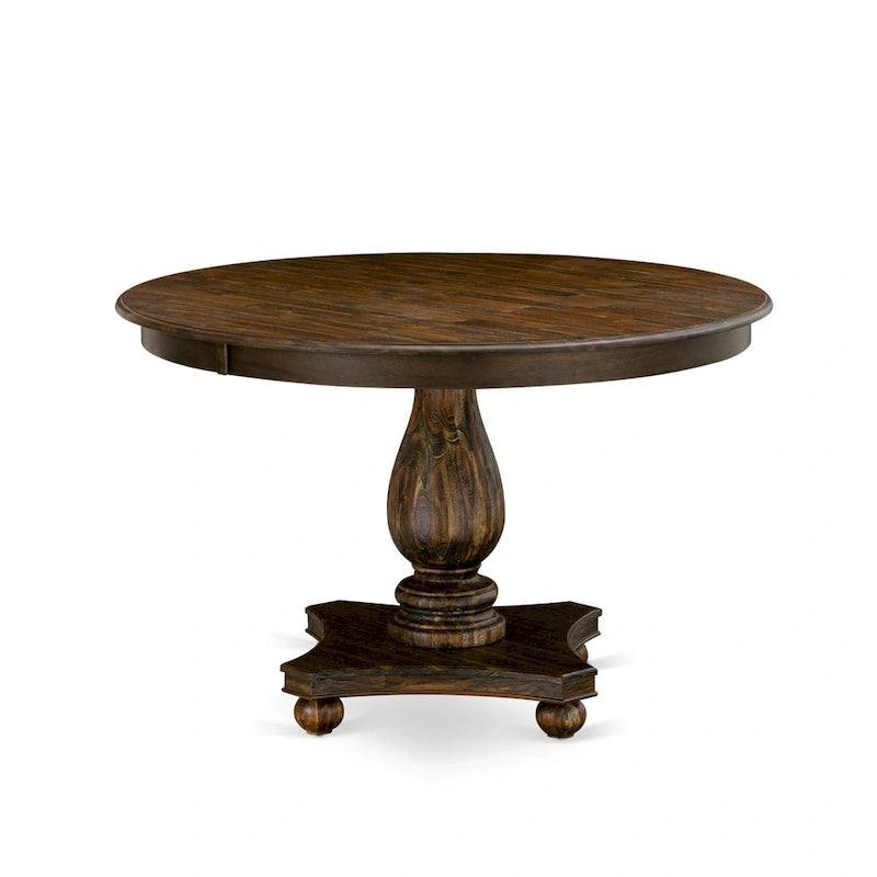 48-Inch Round Rubberwood Dining Table with Pedestal Base
