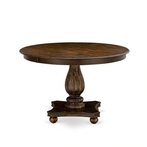 48-Inch Round Rubberwood Dining Table with Pedestal Base