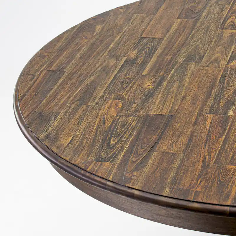 48-Inch Round Rubberwood Dining Table with Pedestal Base