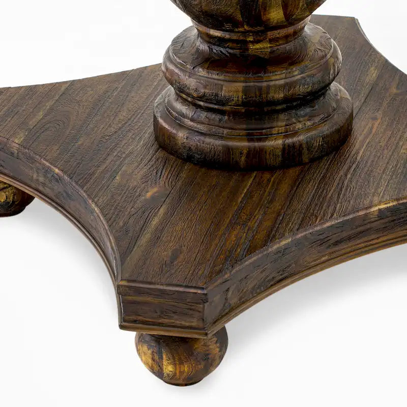 48-Inch Round Rubberwood Dining Table with Pedestal Base