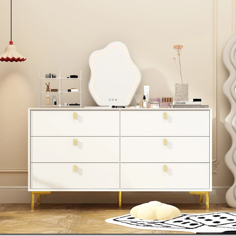 Cassettiera in legno a 6 cassetti con spazio contenitore per la camera da letto