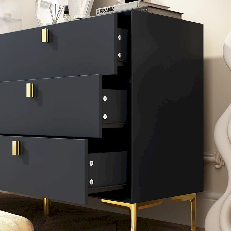 Commode en bois à 6 tiroirs avec rangement pour chambre