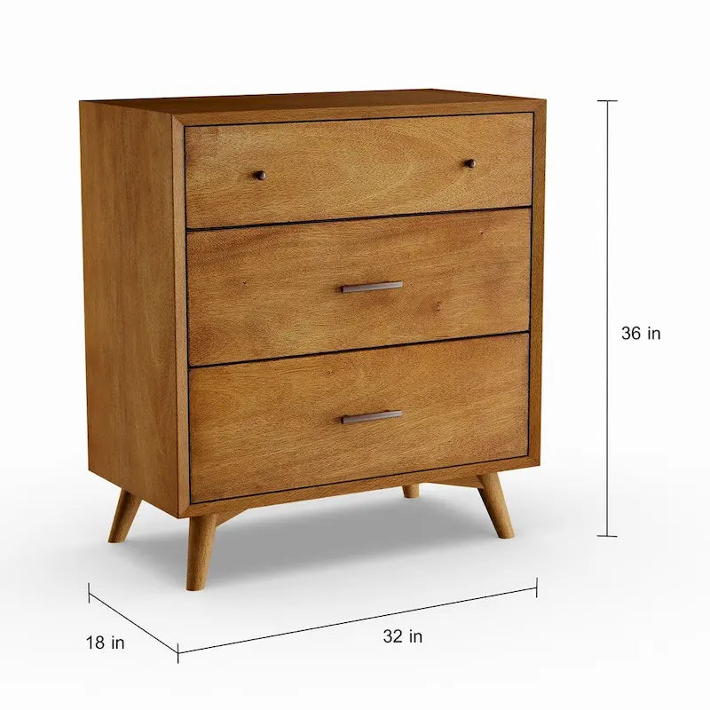 Piccolo cassettone in legno moderno di metà secolo con 3 cassetti