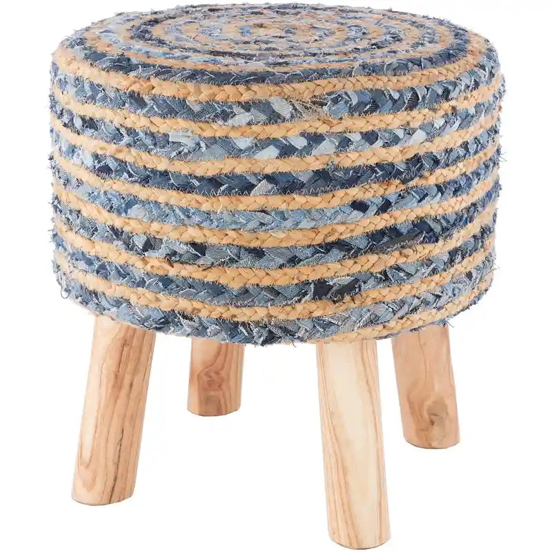 Poggiapiedi artigianale boho in iuta e legno