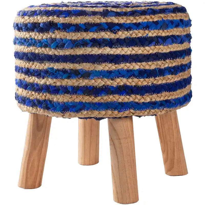 Poggiapiedi artigianale boho in iuta e legno