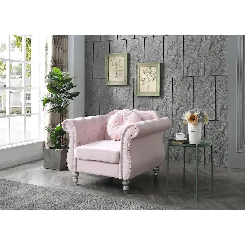 Fluwelen fauteuil met capitonnage