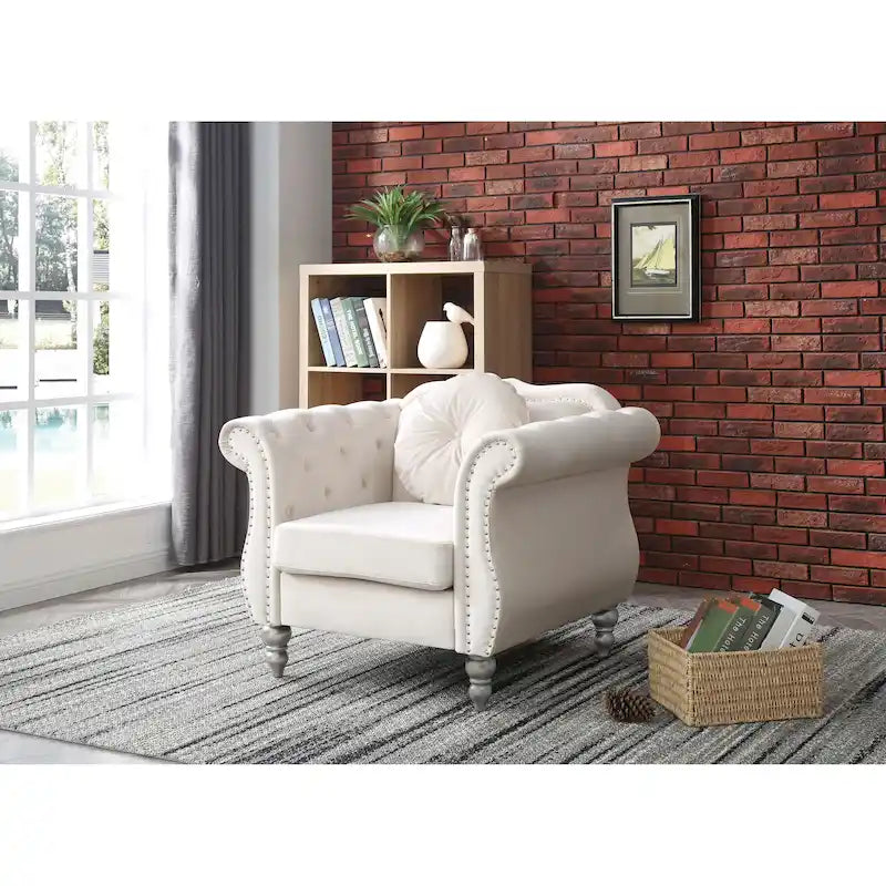 Fluwelen fauteuil met capitonnage