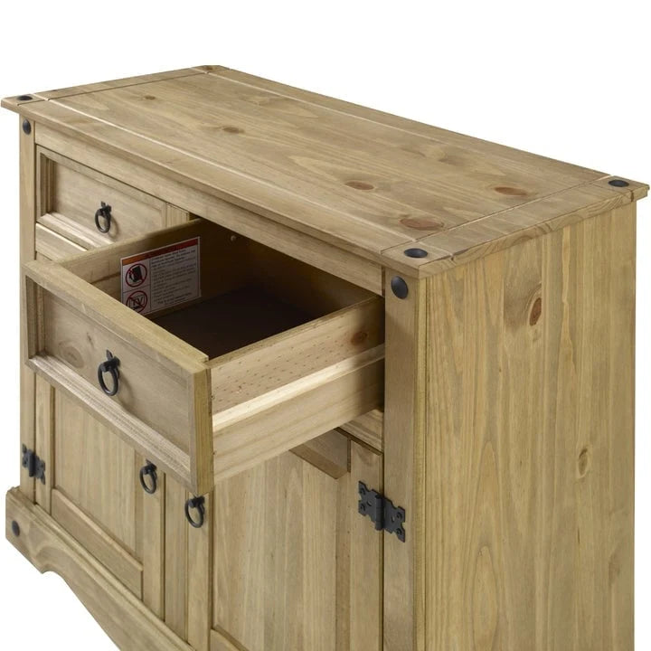 Credenza laterale in legno massello di pino da 35 pollici