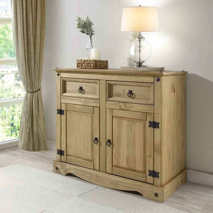 Credenza laterale in legno massello di pino da 35 pollici