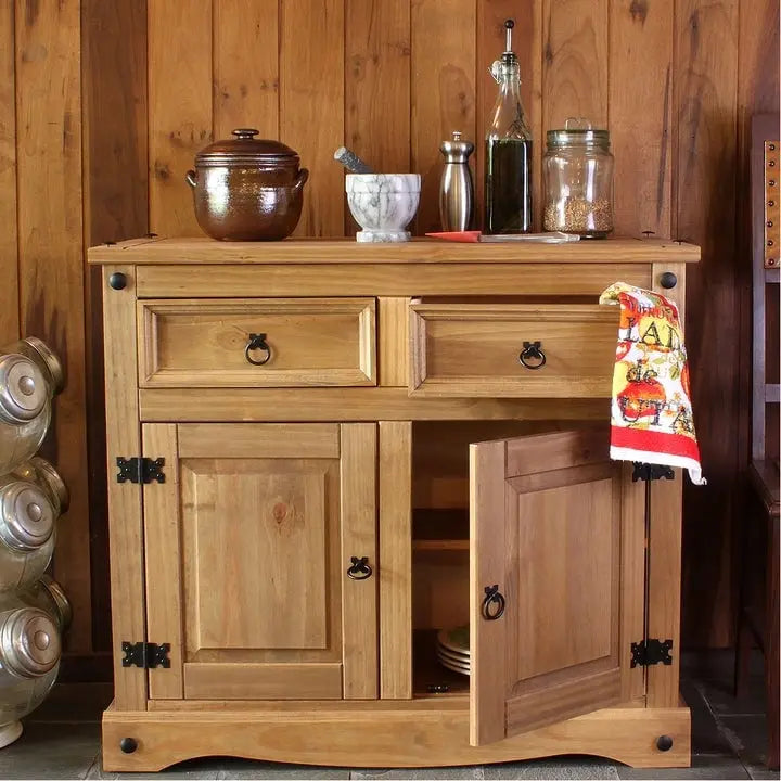 Credenza laterale in legno massello di pino da 35 pollici