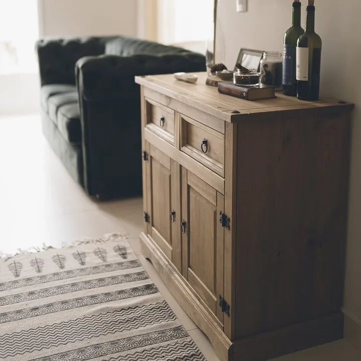 Credenza laterale in legno massello di pino da 35 pollici