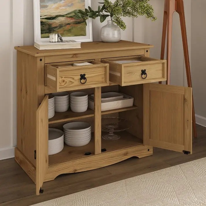 Credenza laterale in legno massello di pino da 35 pollici