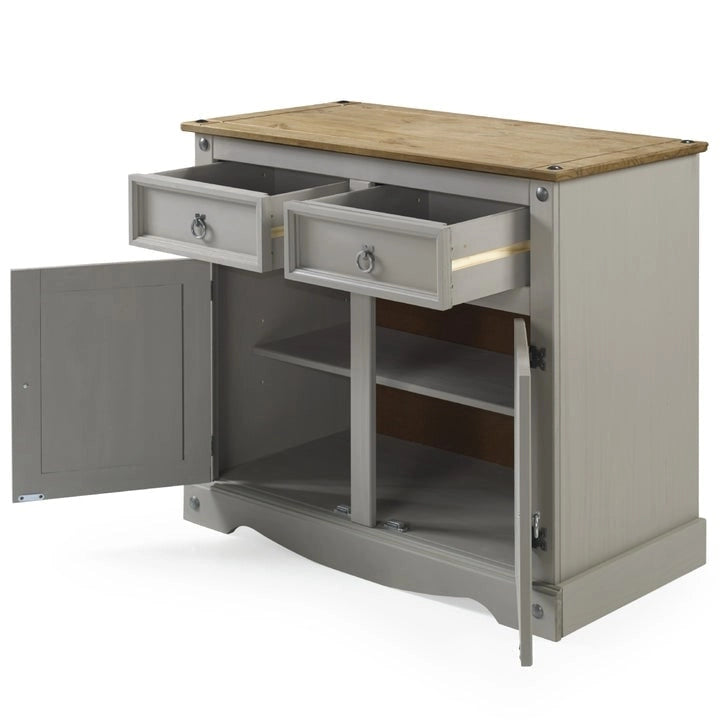Credenza laterale in legno massello di pino da 35 pollici