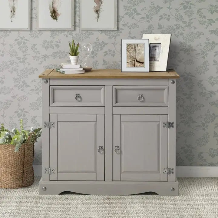Credenza laterale in legno massello di pino da 35 pollici