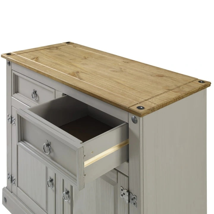 Credenza laterale in legno massello di pino da 35 pollici
