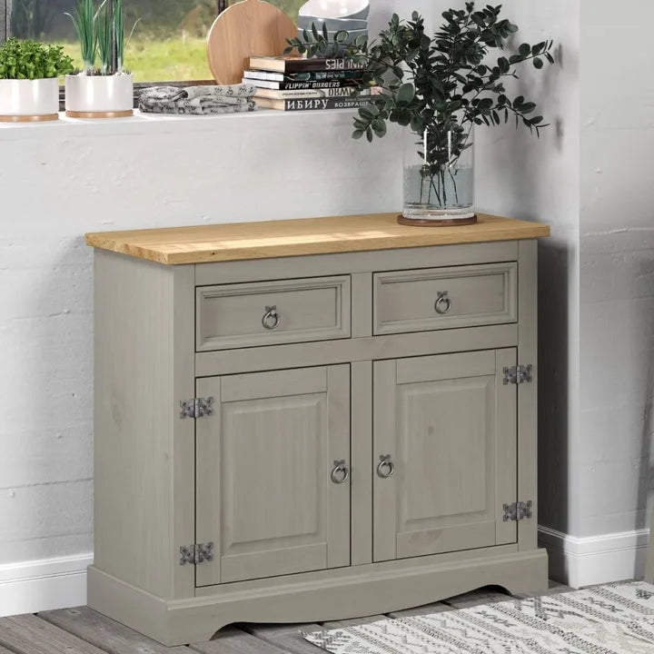 Credenza laterale in legno massello di pino da 35 pollici