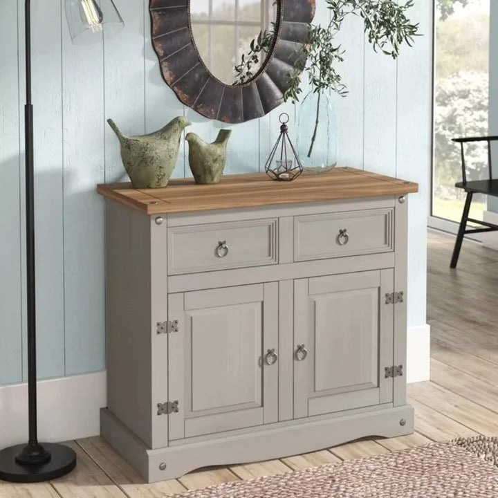 Credenza laterale in legno massello di pino da 35 pollici