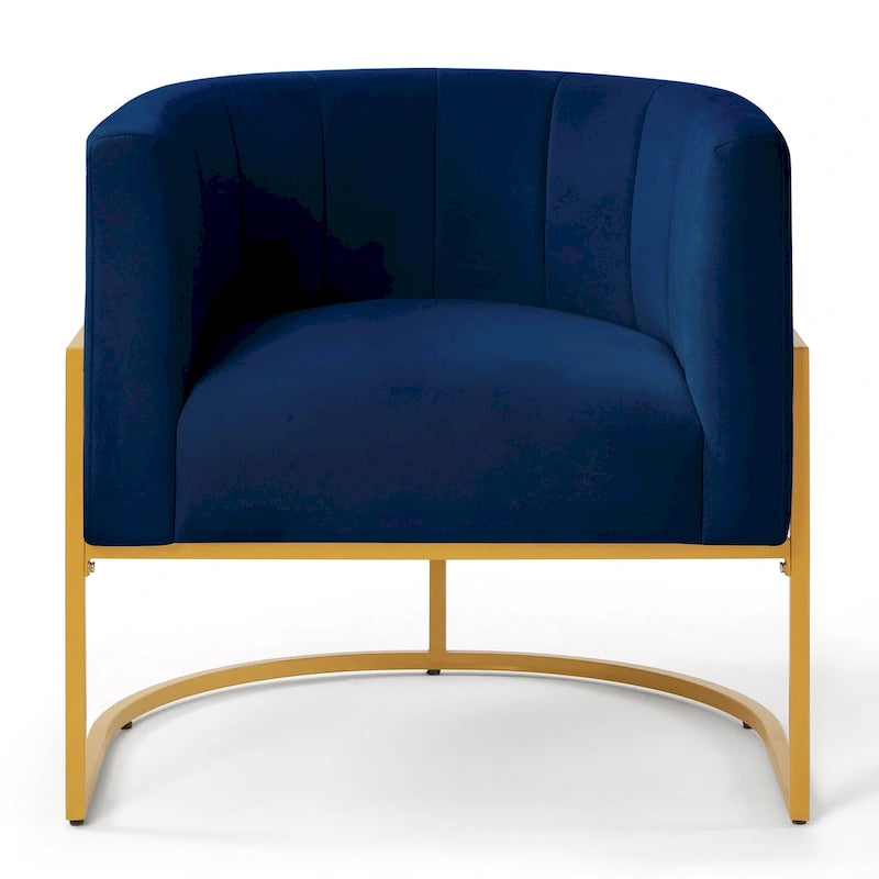 Fauteuil d’appoint en velours avec piètement en métal doré