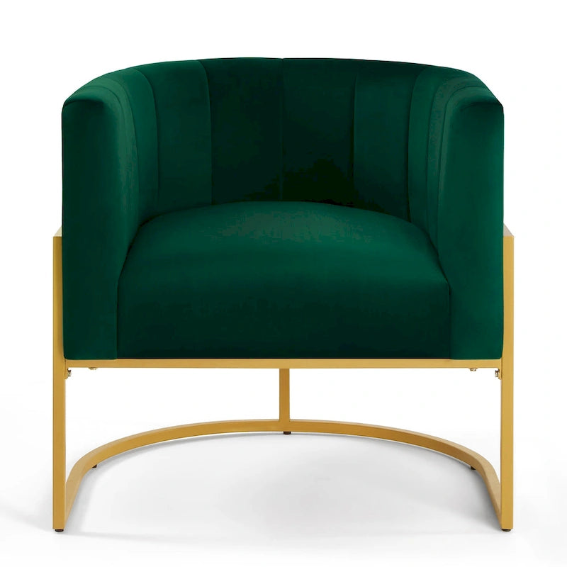 Fauteuil d’appoint en velours avec piètement en métal doré