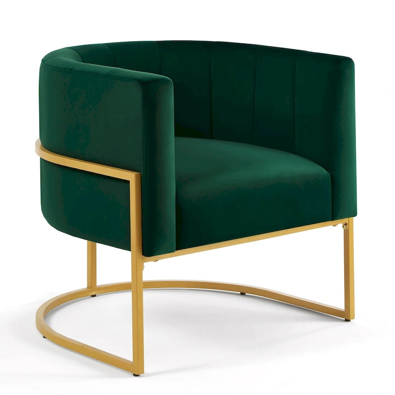 Fauteuil d’appoint en velours avec piètement en métal doré