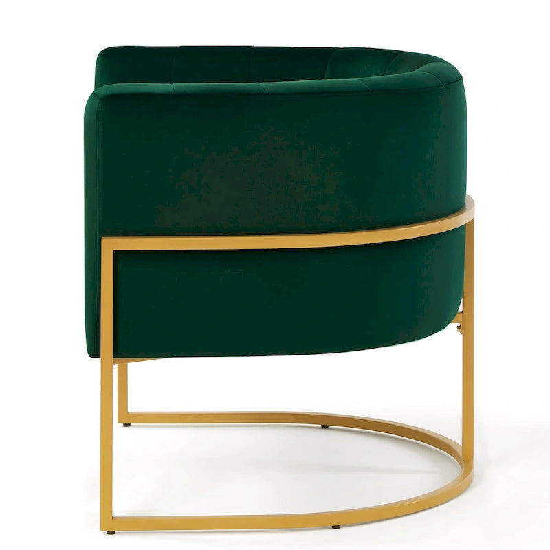 Fauteuil d’appoint en velours avec piètement en métal doré