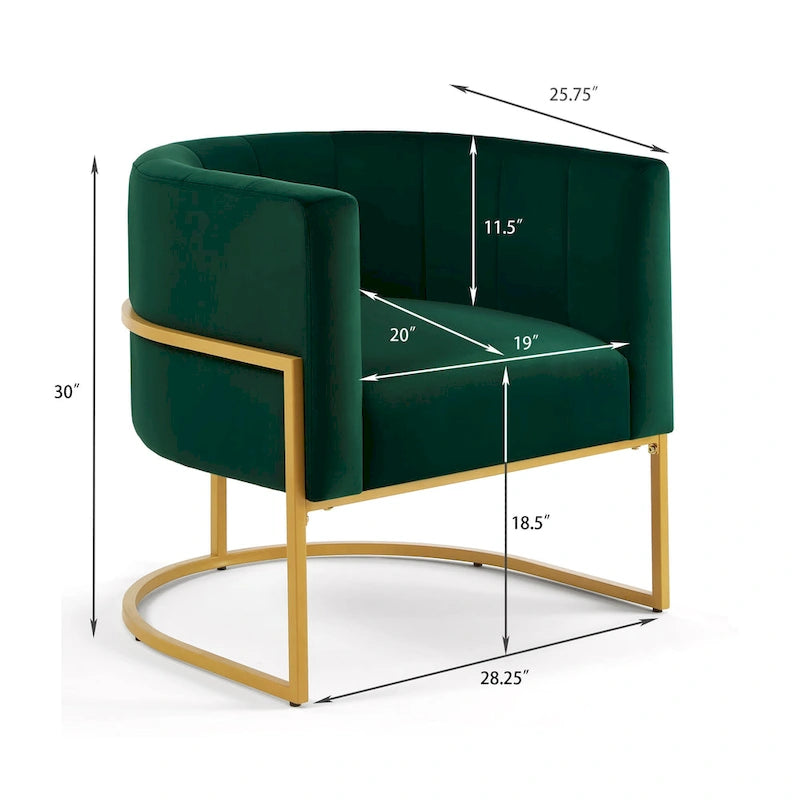 Fauteuil d’appoint en velours avec piètement en métal doré