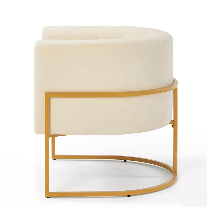 Fauteuil d’appoint en velours avec piètement en métal doré