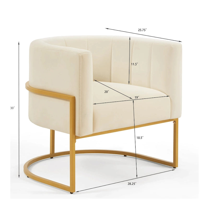 Fauteuil d’appoint en velours avec piètement en métal doré