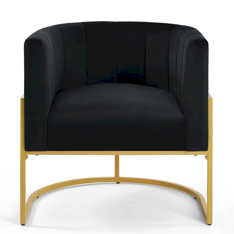 Fauteuil d’appoint en velours avec piètement en métal doré
