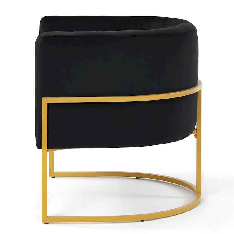 Fauteuil d’appoint en velours avec piètement en métal doré