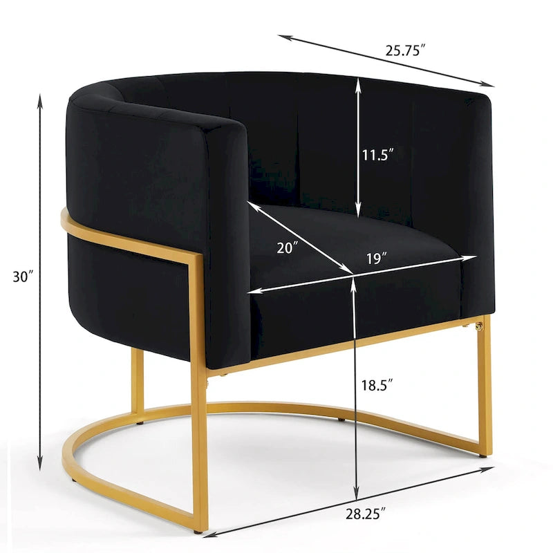 Fauteuil d’appoint en velours avec piètement en métal doré