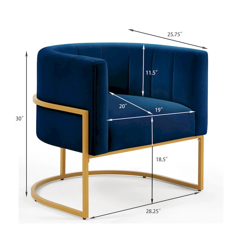 Fauteuil d’appoint en velours avec piètement en métal doré