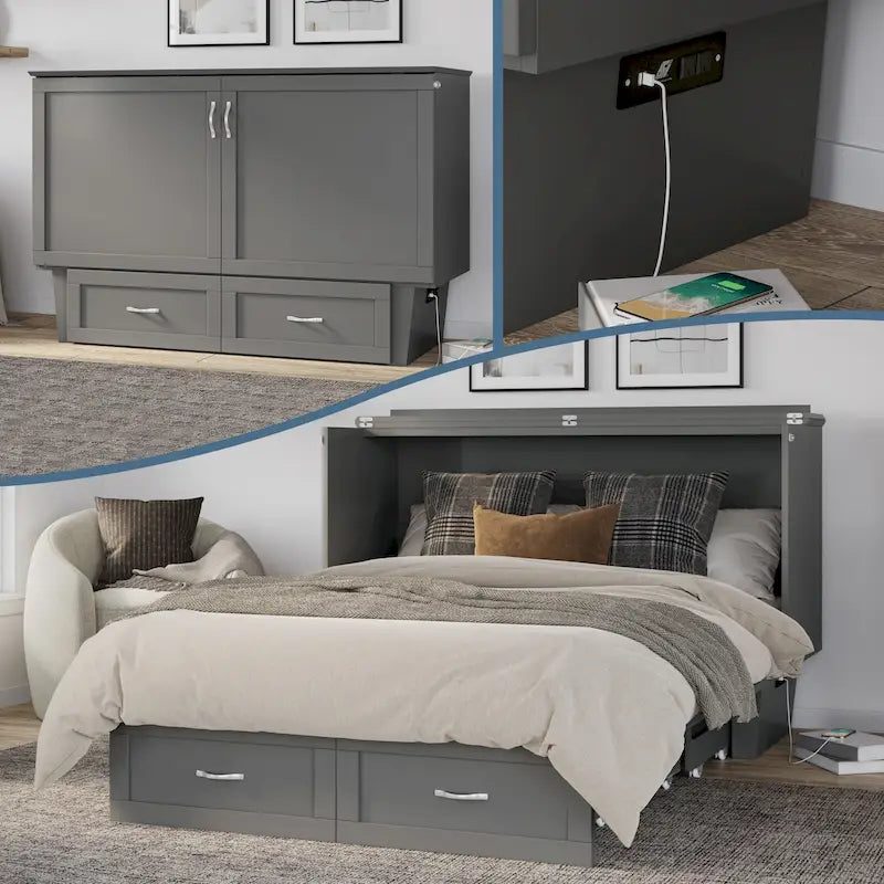 Arca de cama Queen com arrumação e colchão rebatível