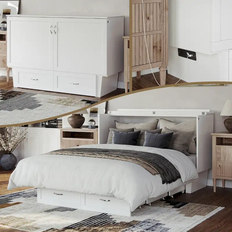 Cassapanca contenitore per letto queen size con materasso pieghevole