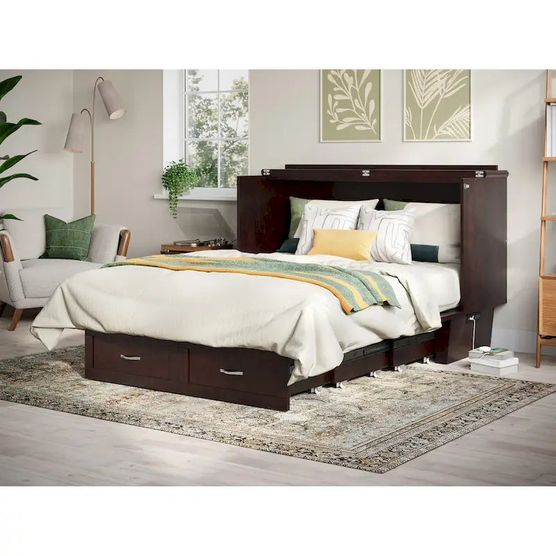 Arca de cama Queen com arrumação e colchão rebatível