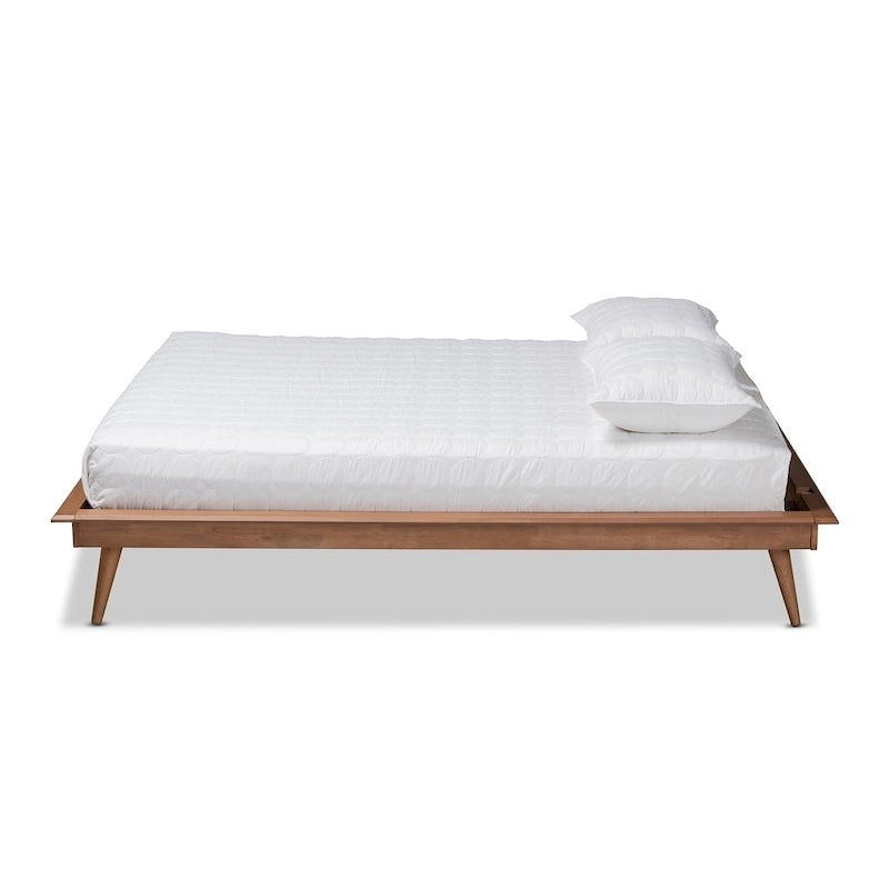 Struttura per letto a piattaforma in legno color marrone noce contemporaneo