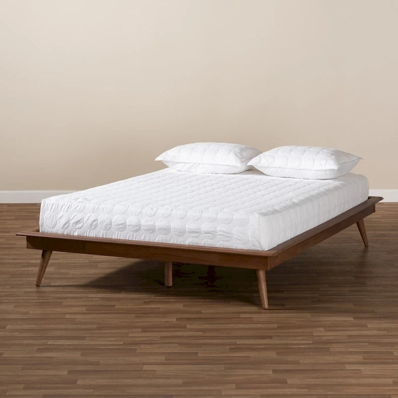 Struttura per letto a piattaforma in legno color marrone noce contemporaneo