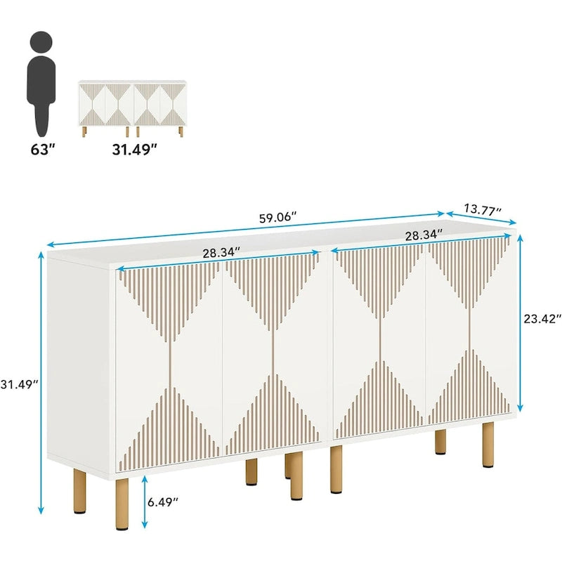 Grote moderne witte opbergkast, vrijstaande vloerkast