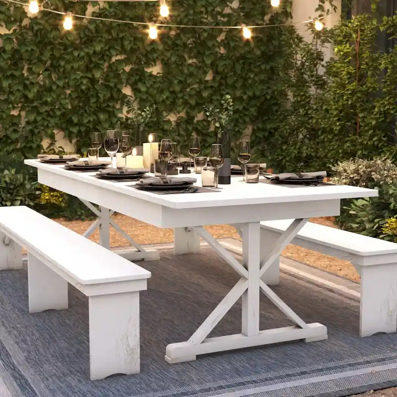 Solid Pine Farmhouse Folding Dining Table with X-Style Legs - 9' x 40"