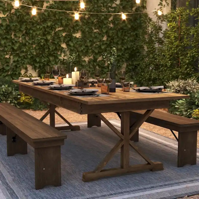 Solid Pine Farmhouse Folding Dining Table with X-Style Legs - 9' x 40"