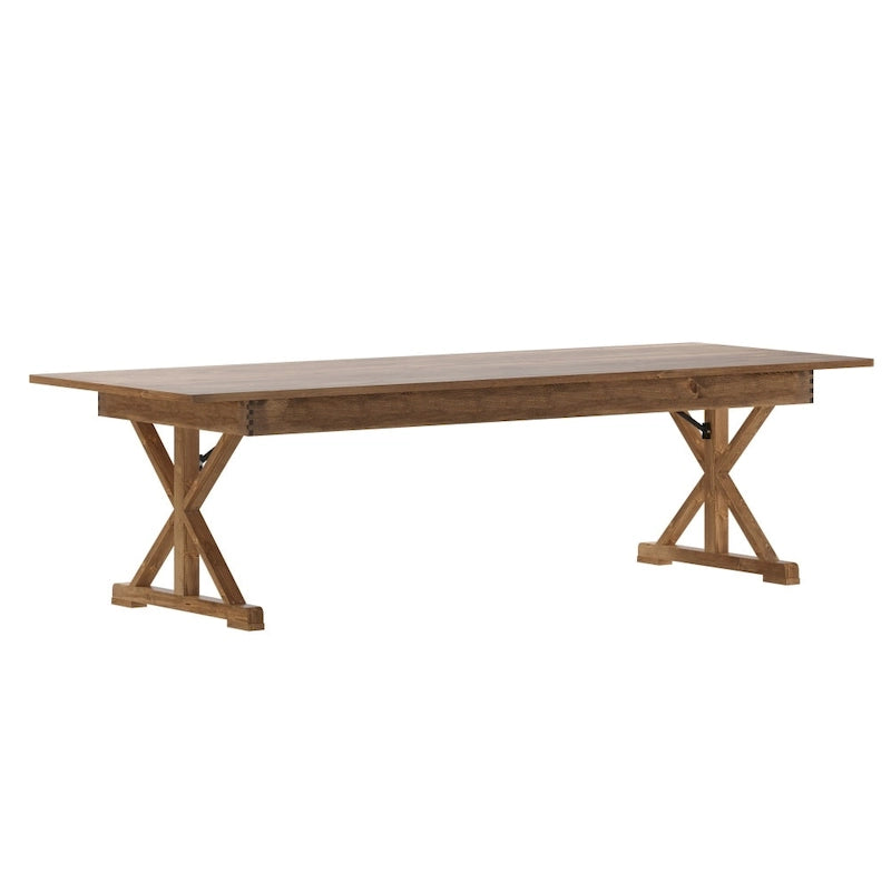 Solid Pine Farmhouse Folding Dining Table with X-Style Legs - 9' x 40"