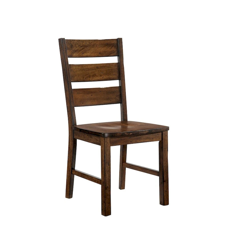 Wooden Dining Side Chair with Block Legs, Walnut Brown