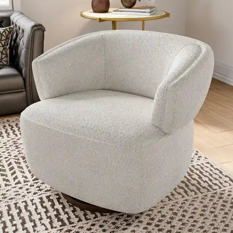 Fully Assembled Upholstered Swivel Barrel Chair