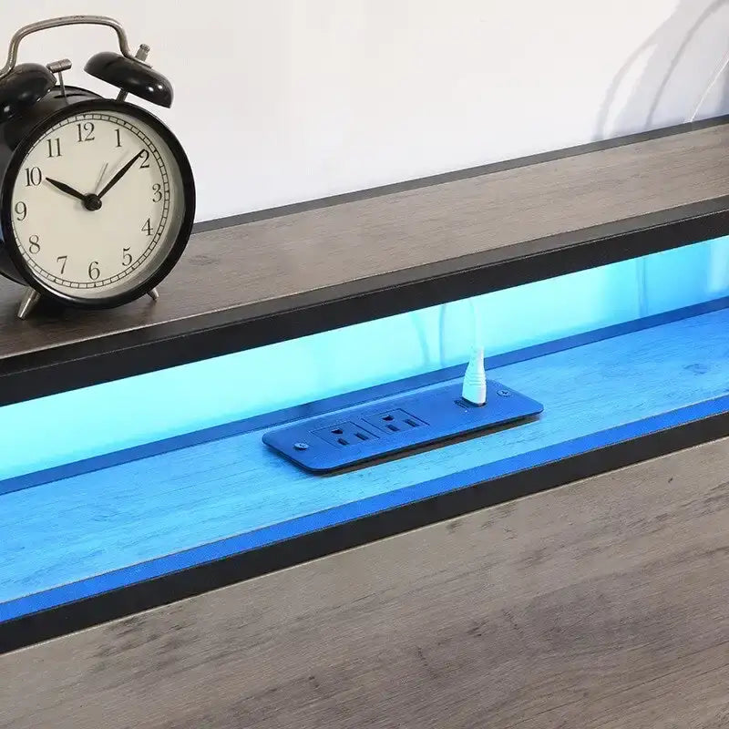 Struttura letto a piattaforma Full Size con testiera contenitore, stazione di ricarica e 4 cassetti