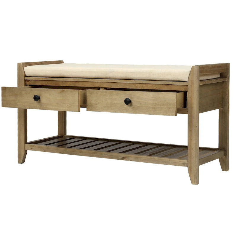 Entryway Storage Bench with Drawers and Shoe Shelf