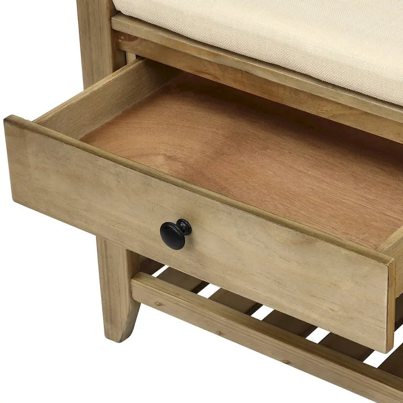 Entryway Storage Bench with Drawers and Shoe Shelf