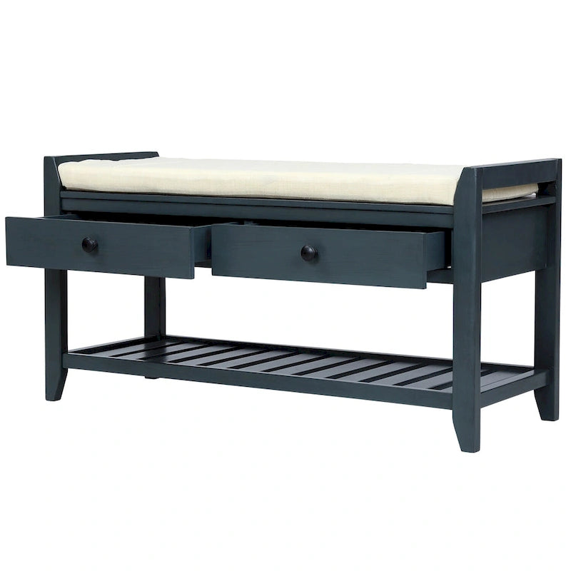 Entryway Storage Bench with Drawers and Shoe Shelf