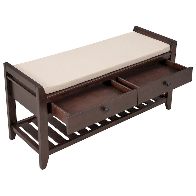 Entryway Storage Bench with Drawers and Shoe Shelf